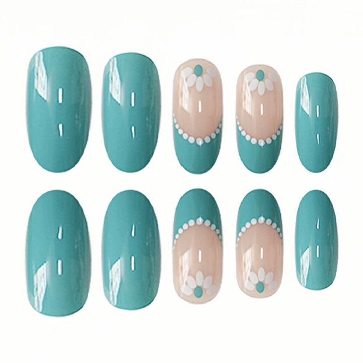 Decorative Floral Gel Press-On Nails Bowlift