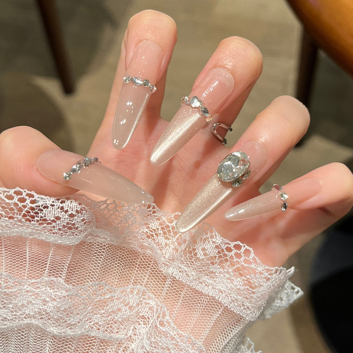 Luxury Rhinestone-Embellished Press-On Nail Set Bowlift