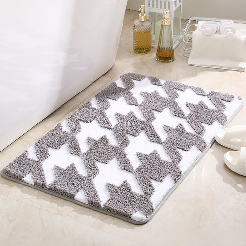 Plush Star-Pattern Bath Mat