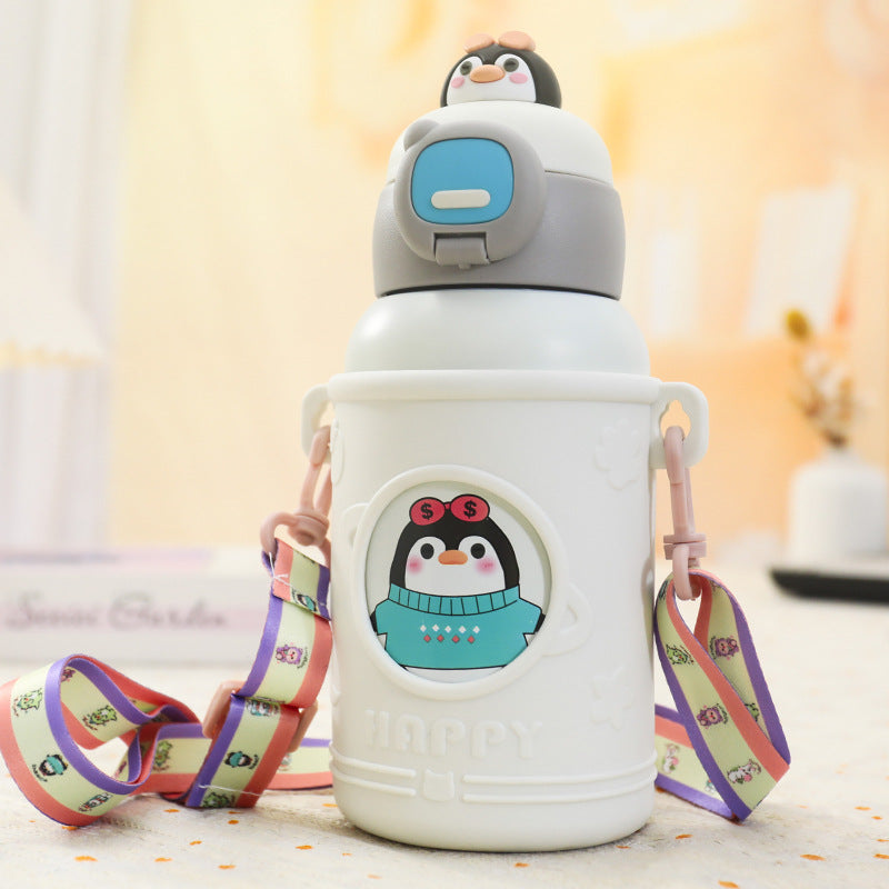 Women's Insulated Water Bottle with Creative Animal Designs and Ergonomic Carrying System Bowlift