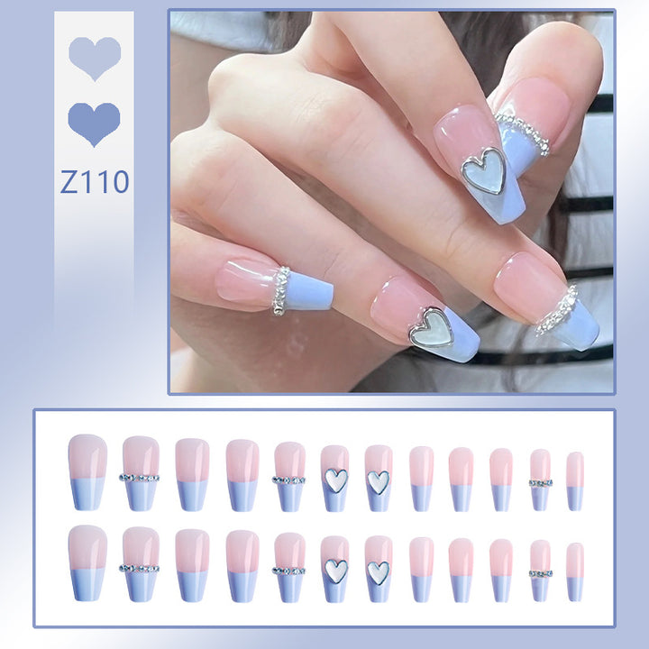 Artificial nails with romantic heart and glitter decorations Bowlift