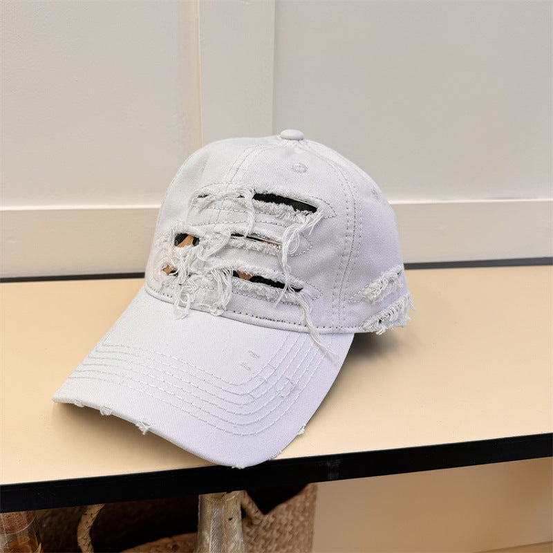 Men's Distressed Denim Baseball Cap Bowlift