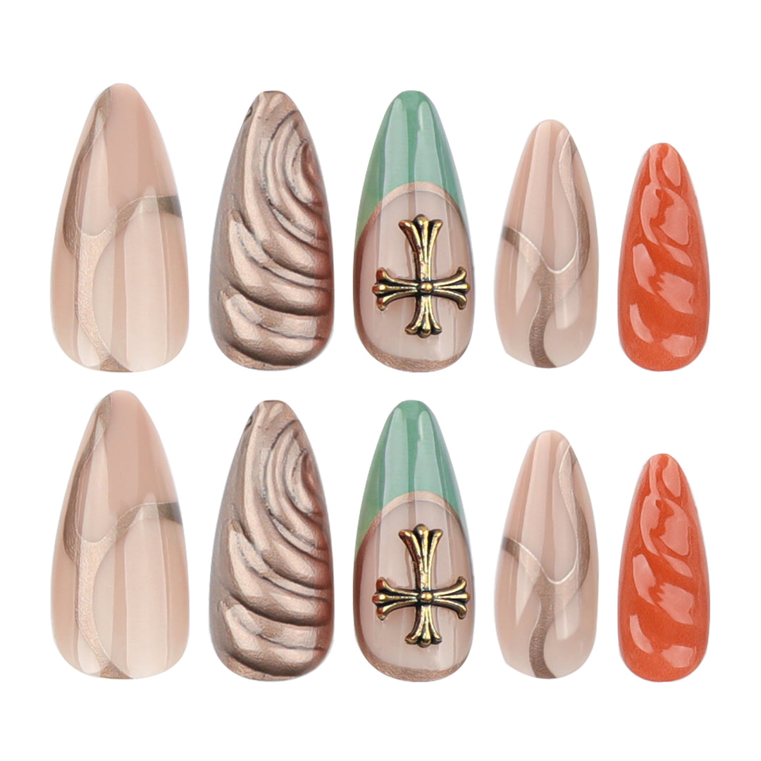 Artful stiletto nails with glitter and motif decorations Bowlift