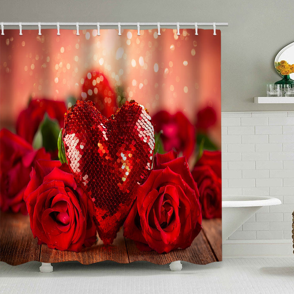 Romantic Floral Swan Shower Curtain Bowlift
