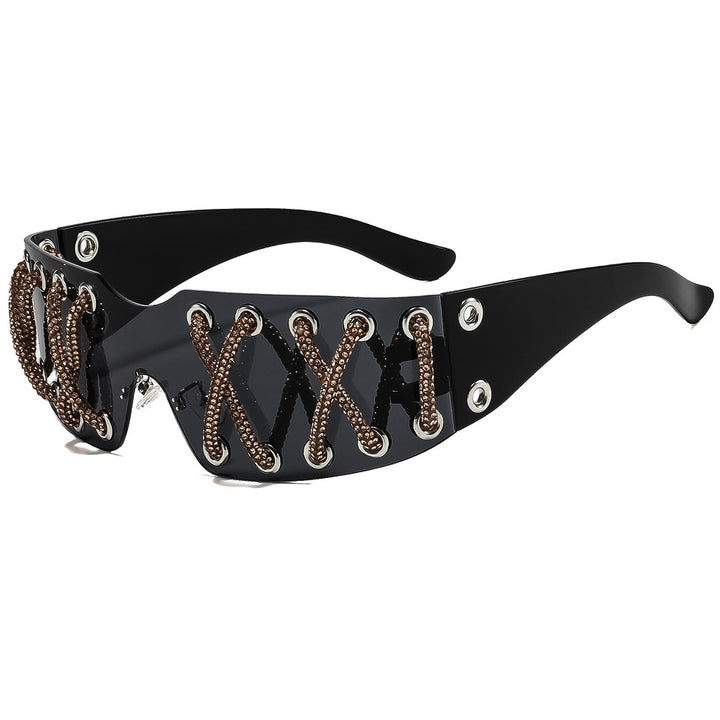 Women futuristic design sunglasses with unique decor Bowlift