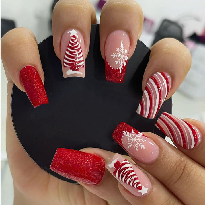 Festive Glittery Press-On Nail Set Bowlift