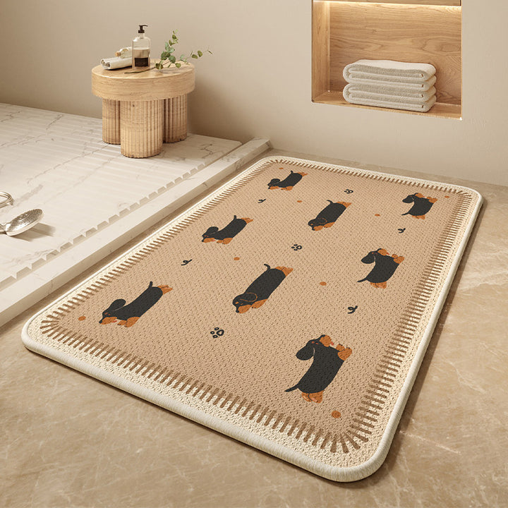 Cartoon Dog-Themed Bath Mat Bowlift