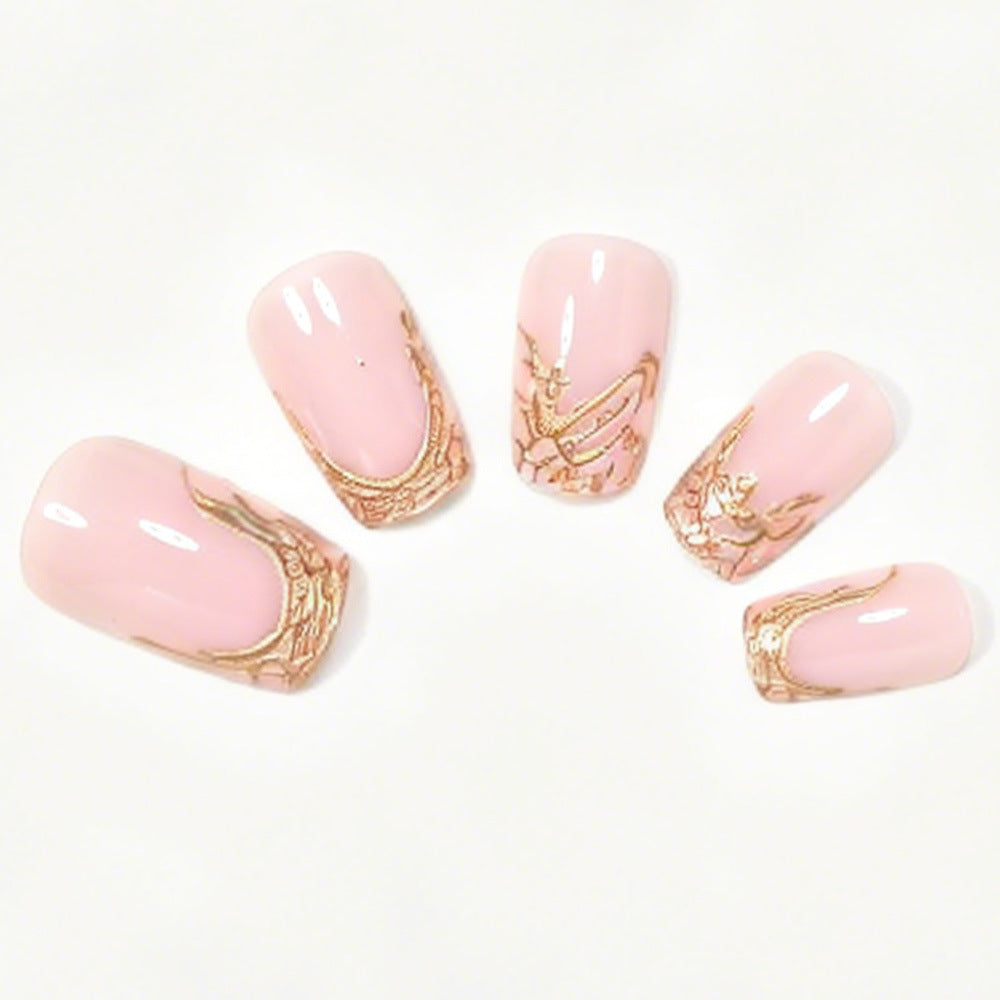 Elegant Marble Tip Acrylic Nail Set Bowlift