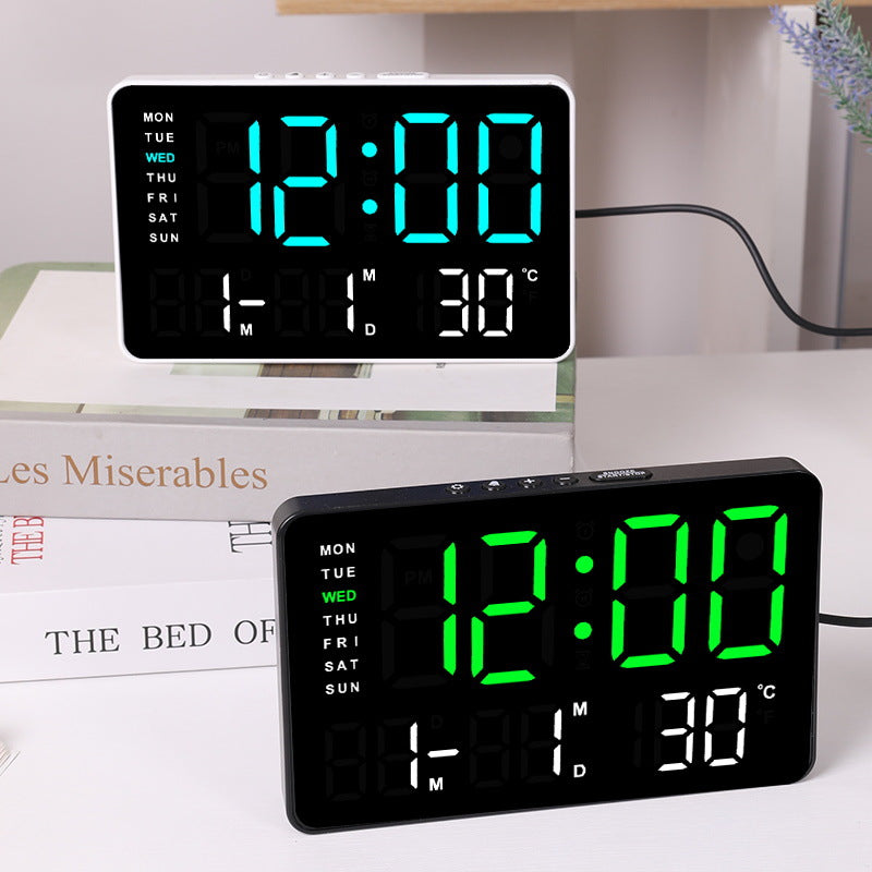 Digital Wall Clock with Temperature and Date Display Bowlift