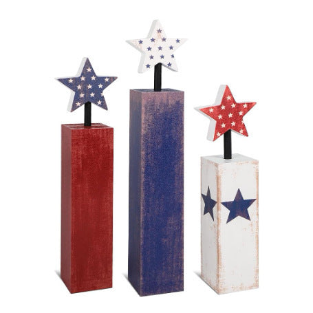 Unisex nan patriotic glitter tabletop column decor with star toppers Bowlift