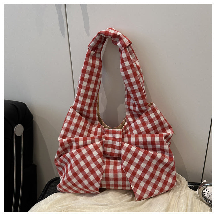 Bow Accent Fabric Tote Bag Bowlift