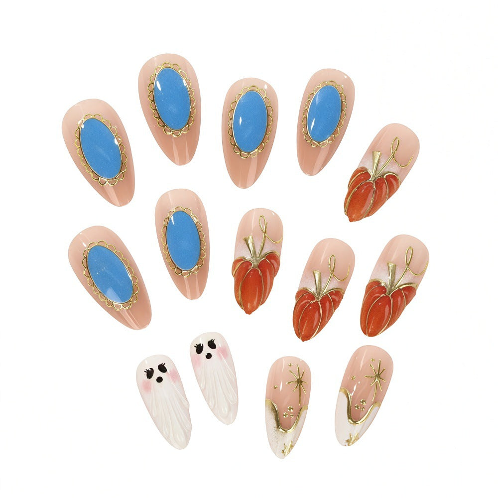 Creative artificial nails with autumn design and detailed accents Bowlift
