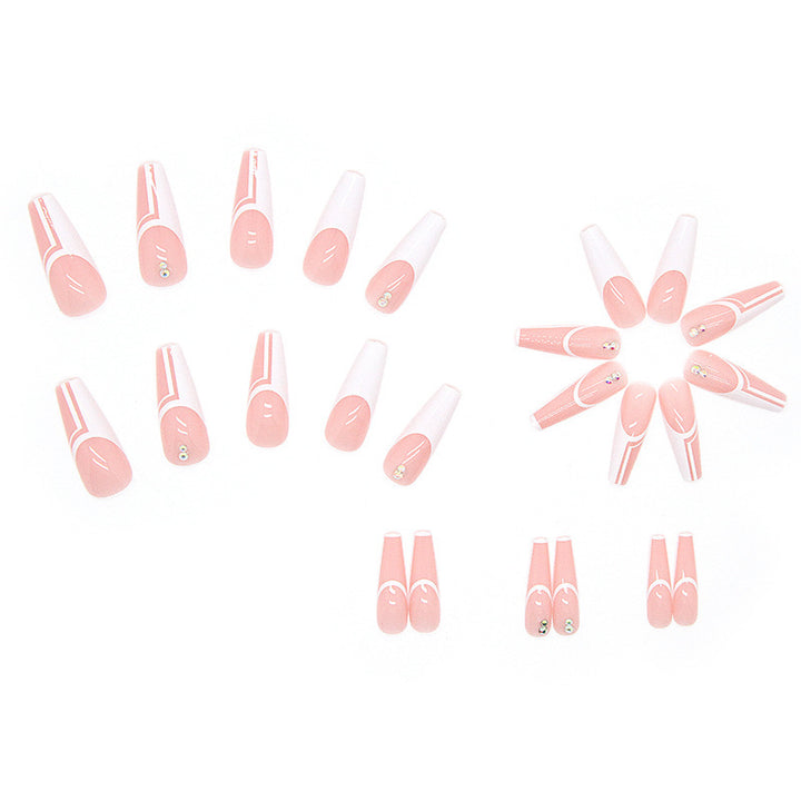 Artificial nails with elegant geometric designs and glossy finish Bowlift