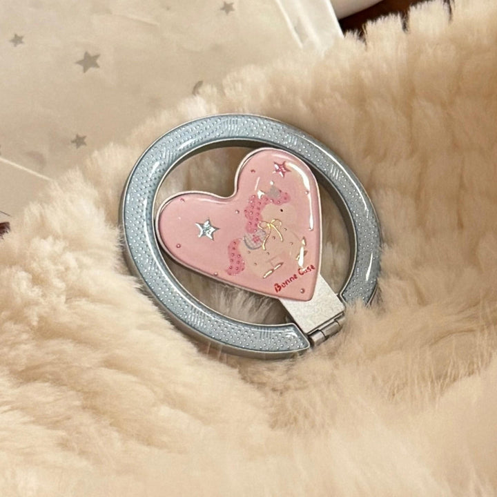Hand mirror in heart-shaped design with unicorn motif Bowlift