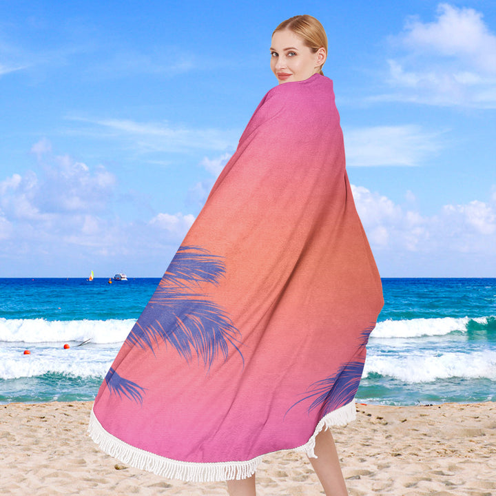 round beach towel with cheerful palm motif Bowlift