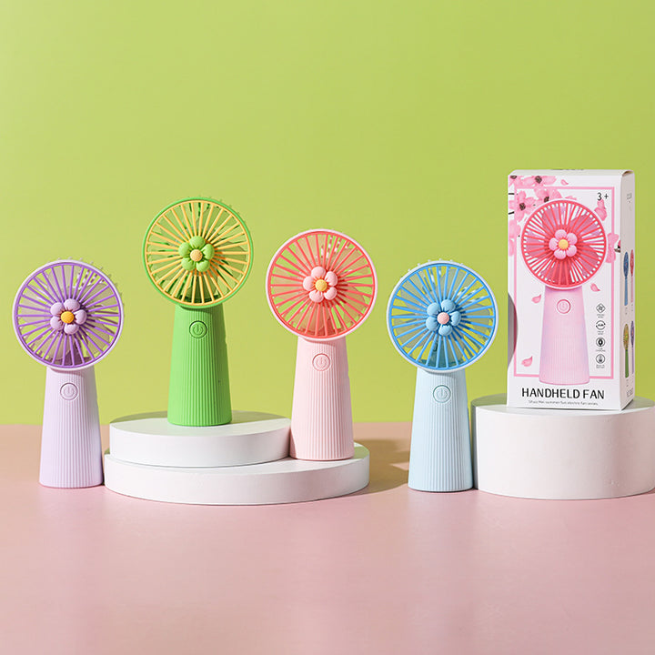 Women's Portable Mini Hand Fan with Floral Pattern Bowlift