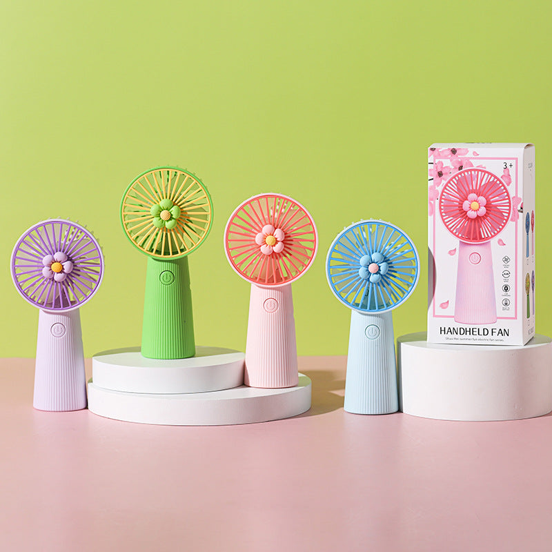 Decorative Floral Handheld Cooling Fan Bowlift