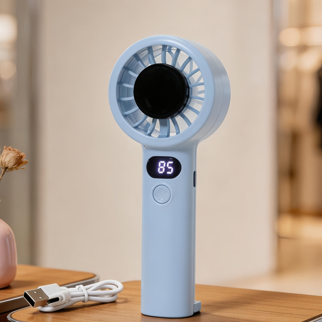 Women Portable Hand Fan with Digital Control and Powerful Battery Bowlift