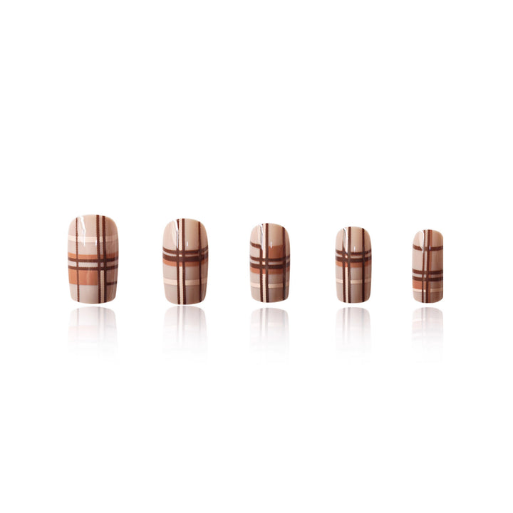 Stylish Plaid Press-On Nail Set Bowlift