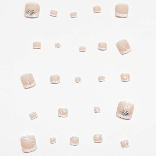 Artifical nail set with glamorous heart design and elegant French tip Bowlift