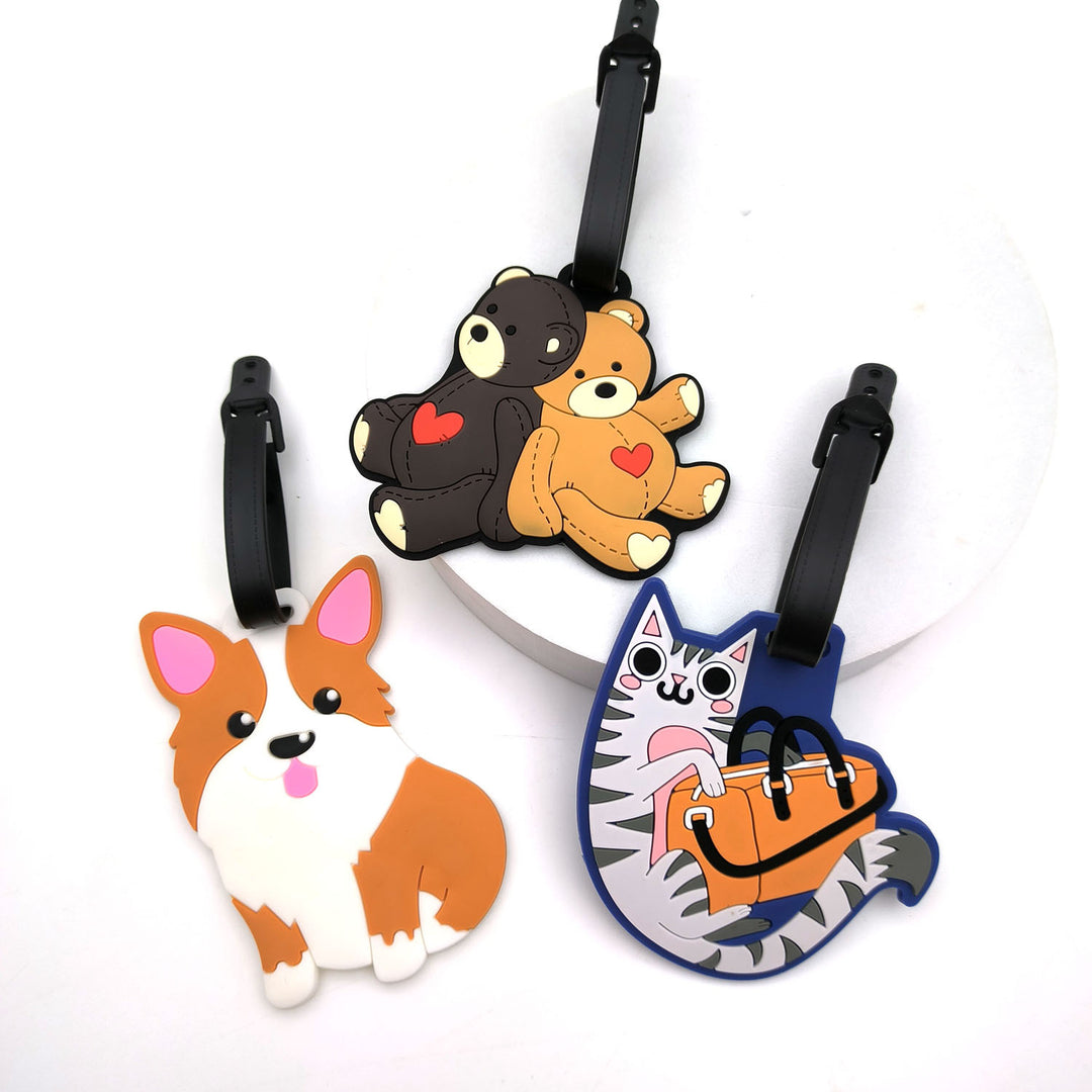 Cute Silicone Cat Luggage Tag with Detachable Strap and Personalized ID Window Bowlift
