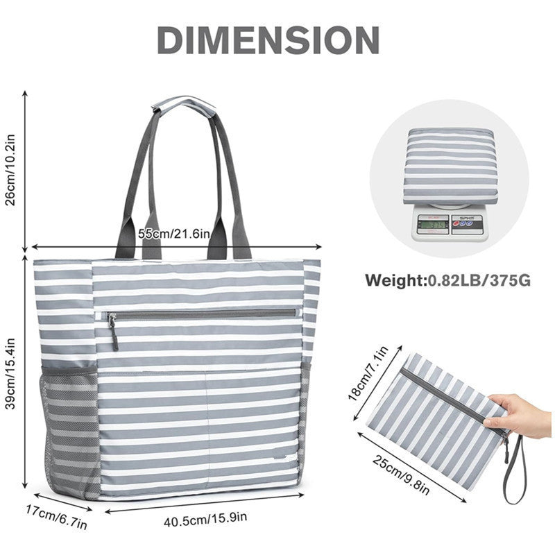 Multifunctional Beach Bag with Separate Cosmetic Pouch Bowlift