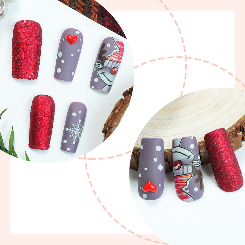 artful nail set with festive glitter and Christmas motifs Bowlift