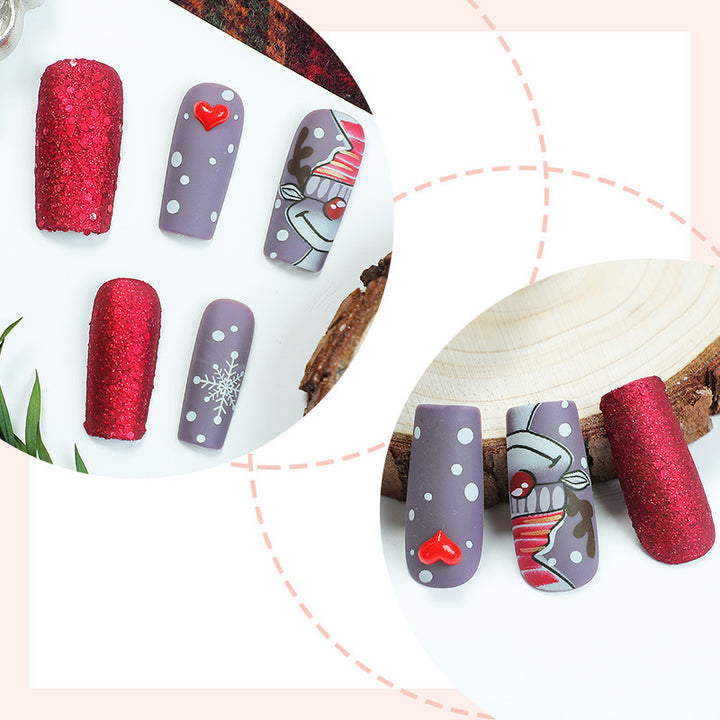 artful nail set with festive glitter and Christmas motifs Bowlift