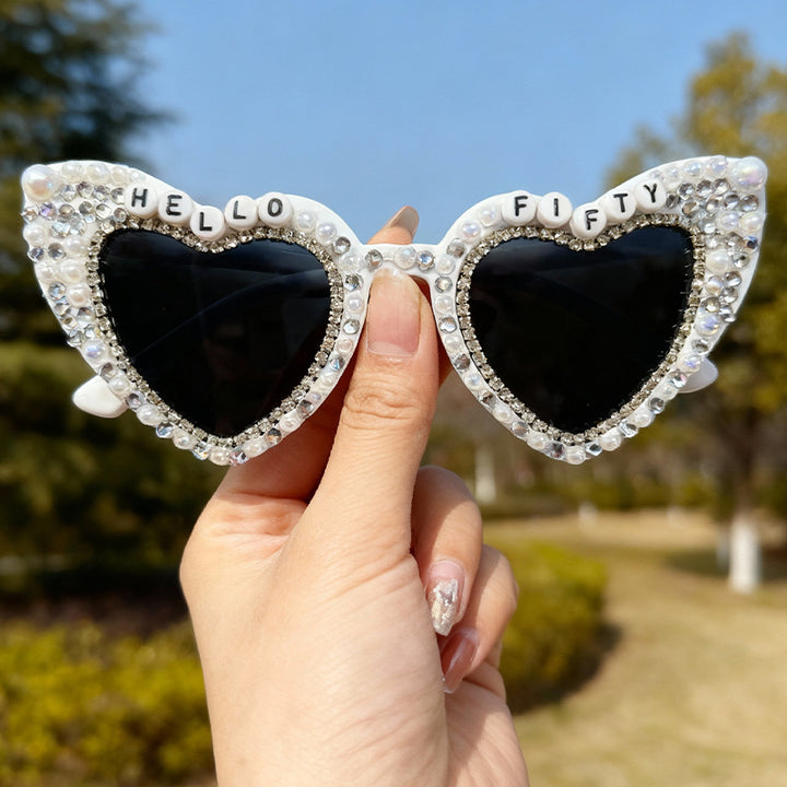 Heart-Shaped Pearl-Embellished Sunglasses Bowlift