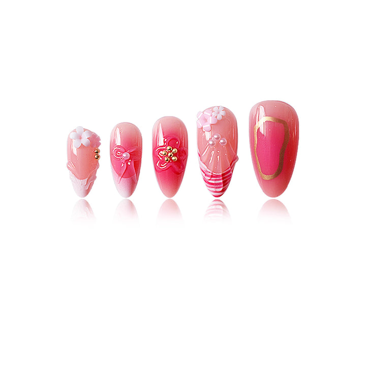 Artistic Floral Detail Press-On Nails Bowlift