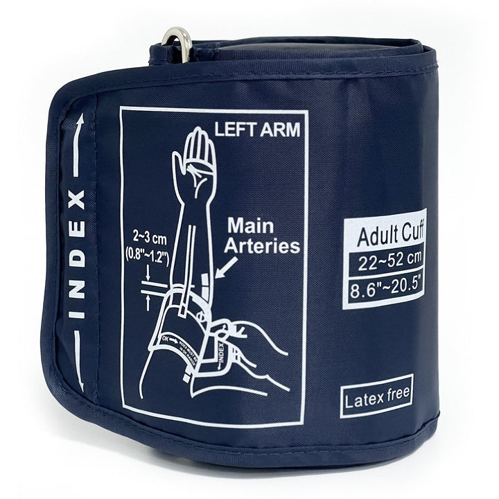 Adjustable adult upper-arm blood pressure cuff with latex free durable nylon sleeve Bowlift