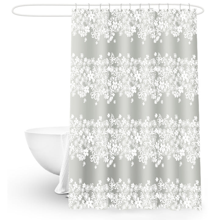 Floral Patterned Waterproof Shower Curtain Bowlift