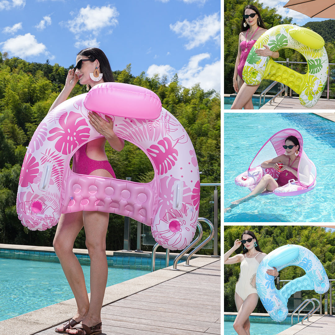 Unisex Inflatable Comfort Pool Lounger with Headrest Bowlift