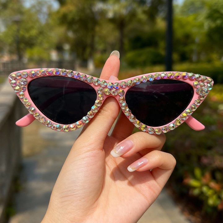 Glamorous Rhinestone-Accented Cat-Eye Sunglasses Bowlift