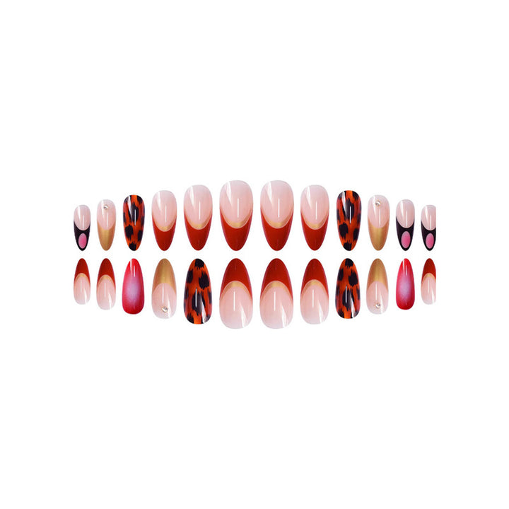 Decorative Stiletto Press-On Nails with Metallic Accents Bowlift