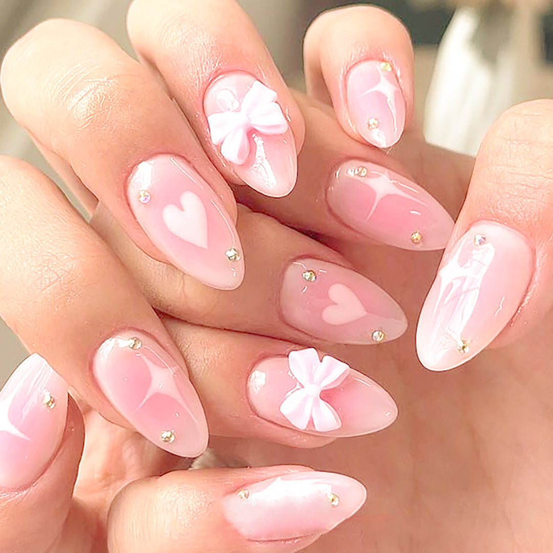 Decorative Bow-Accented Stiletto Press-On Nails Bowlift