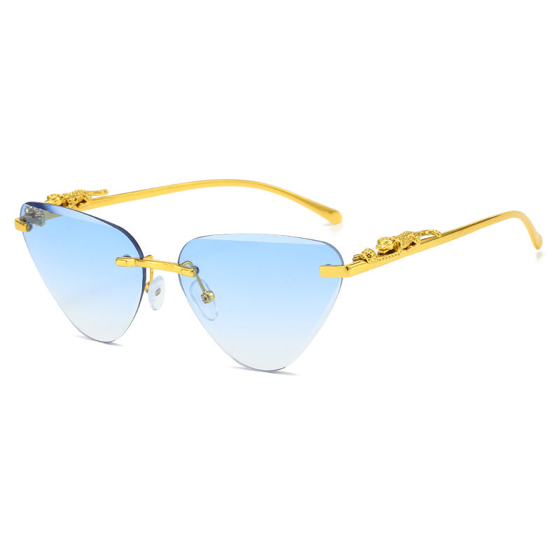 Women's Designer Sunglasses with Creative, Triangular Frame and Elegant Gold Accents Bowlift