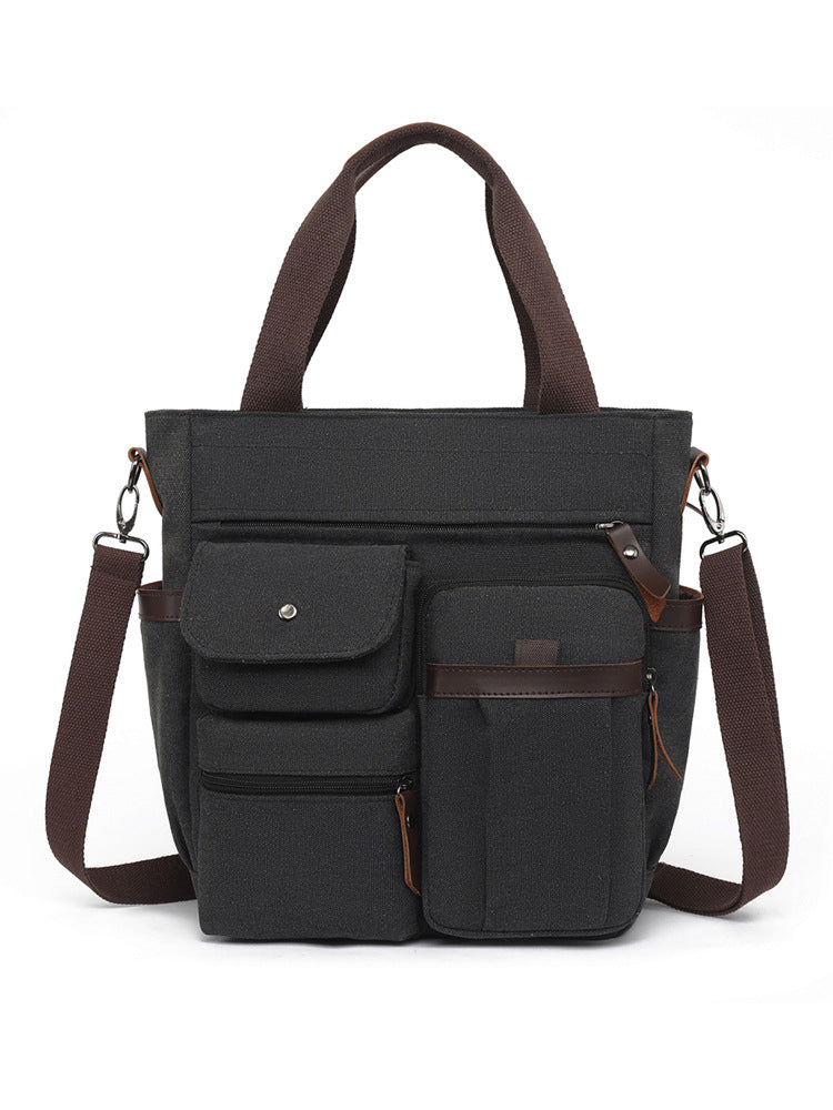 Multi-Pocket Canvas Tote Bag Bowlift