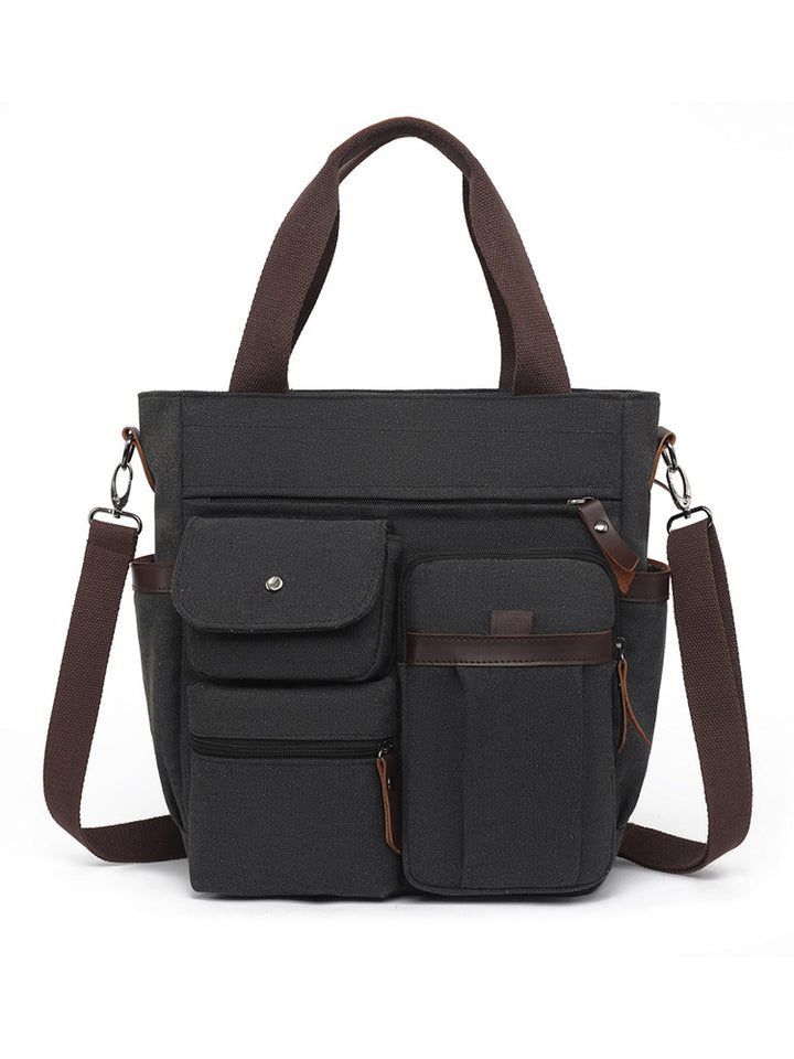 Multi-Pocket Canvas Tote Bag Bowlift