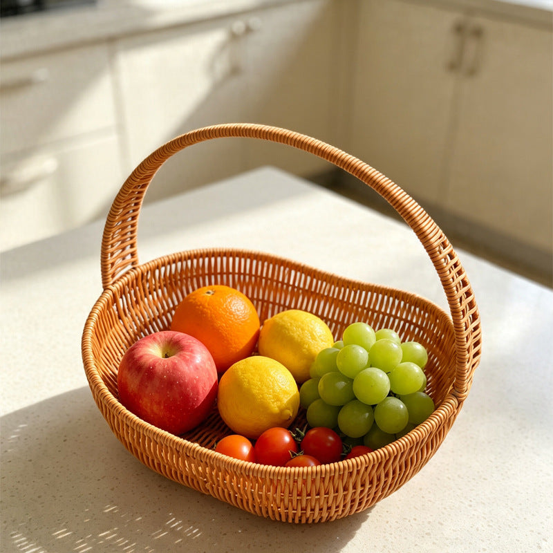 Handcrafted Natural Wicker Storage Basket Bowlift