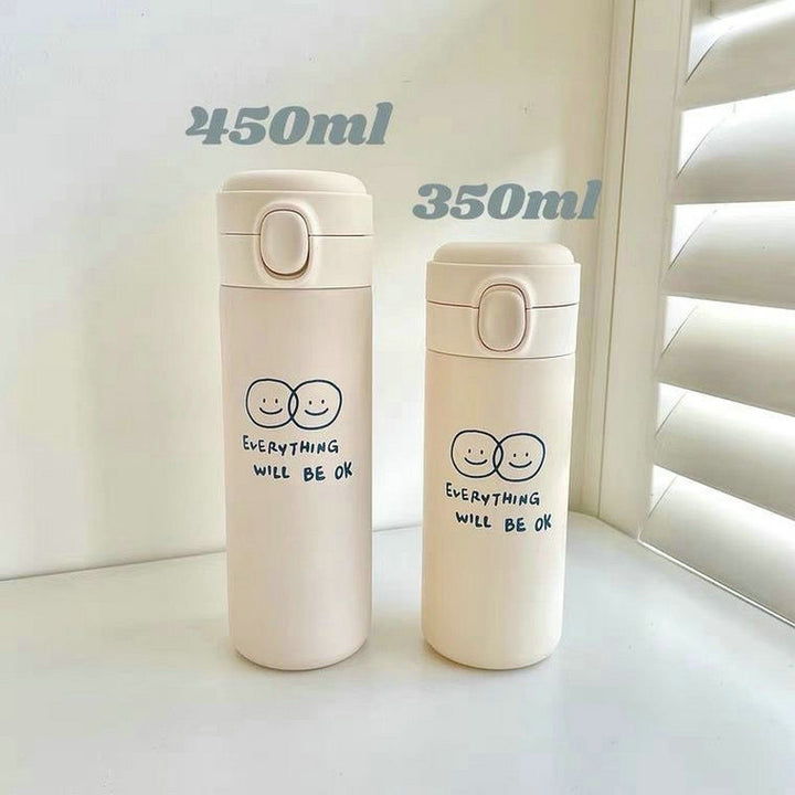 Women's insulated drinking bottle with innovative safety closure and cheerful Bowlift motif