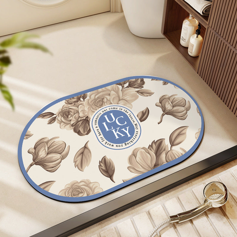 Floral Patterned Bath Mat Bowlift