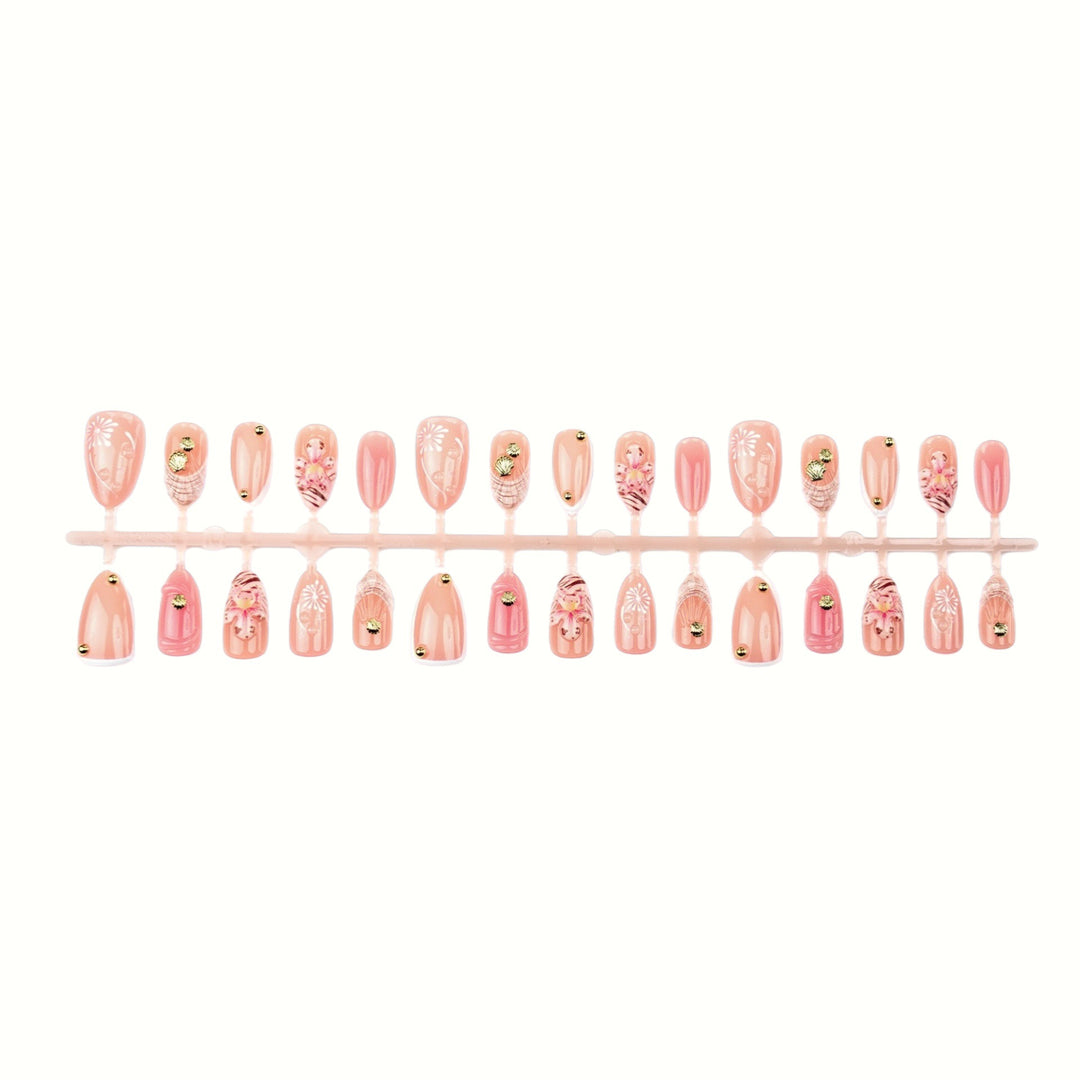 Elegant Floral Embellished Press-On Nail Set Bowlift