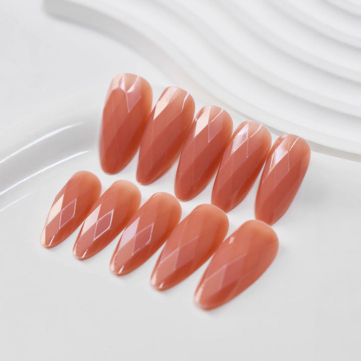 Premium Glossy Diamond-Shaped Press-On Nails Bowlift