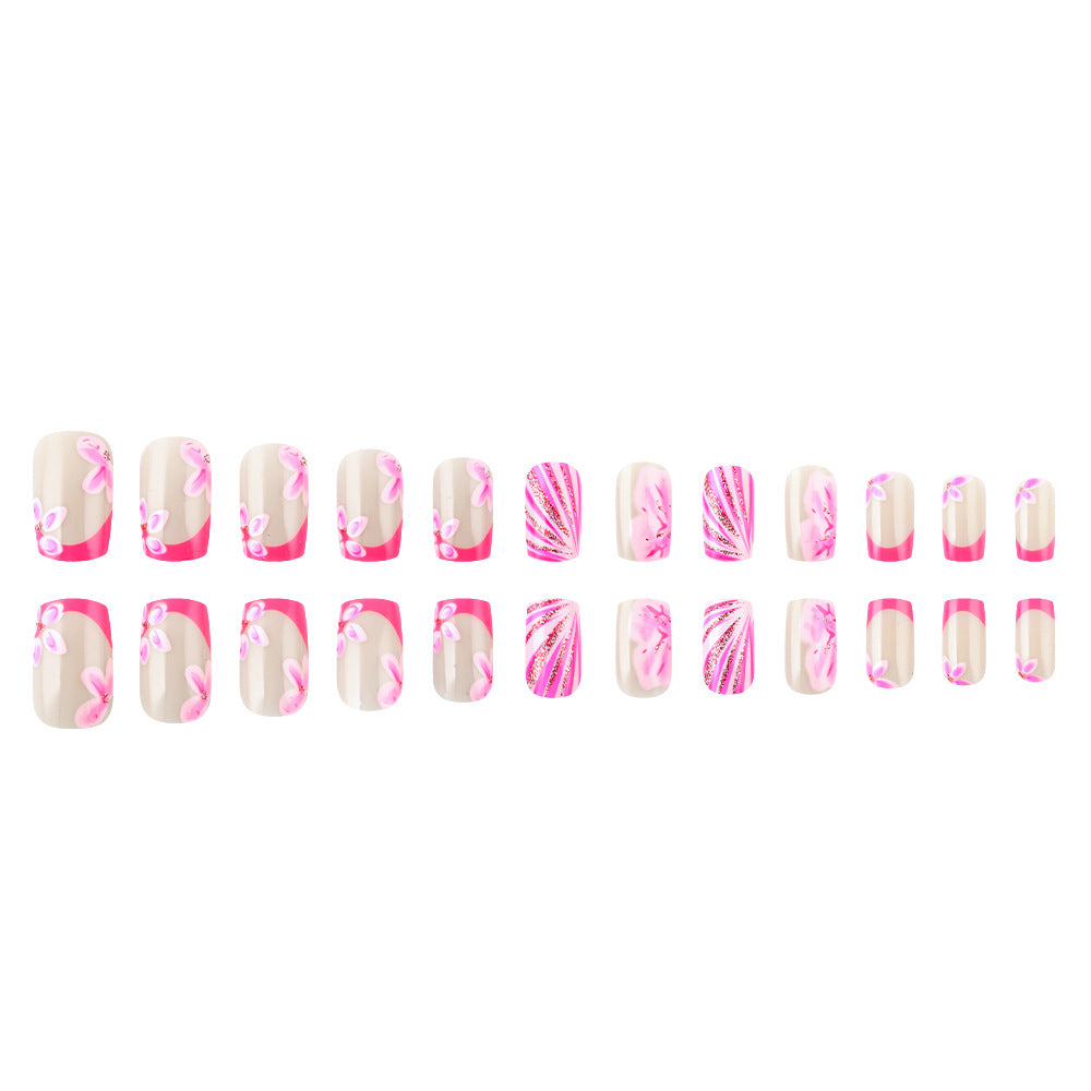 Artistic Floral Gel Press-On Nails Bowlift