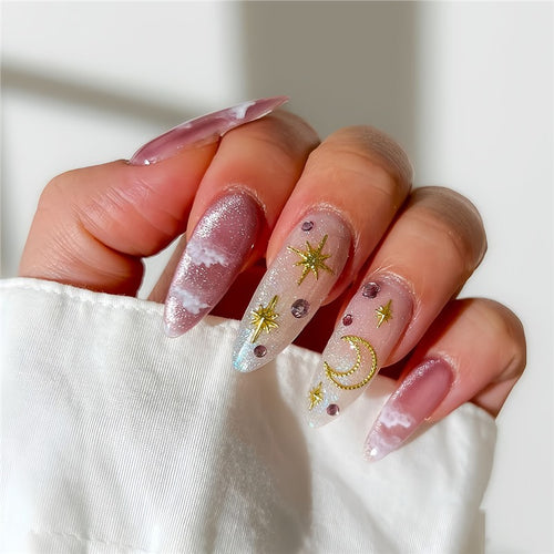 Artistic Celestial Themed Press-On Nails Bowlift