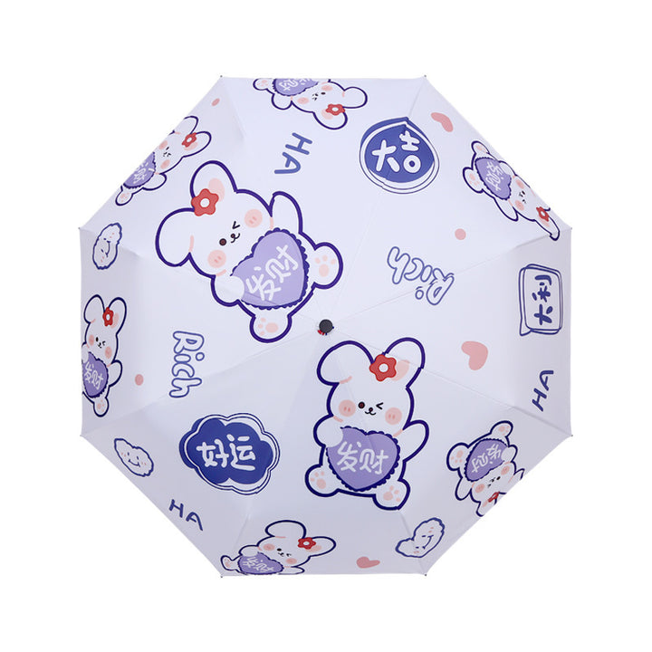 Ladies Folding Umbrella with Cute Animal Design Bowlift