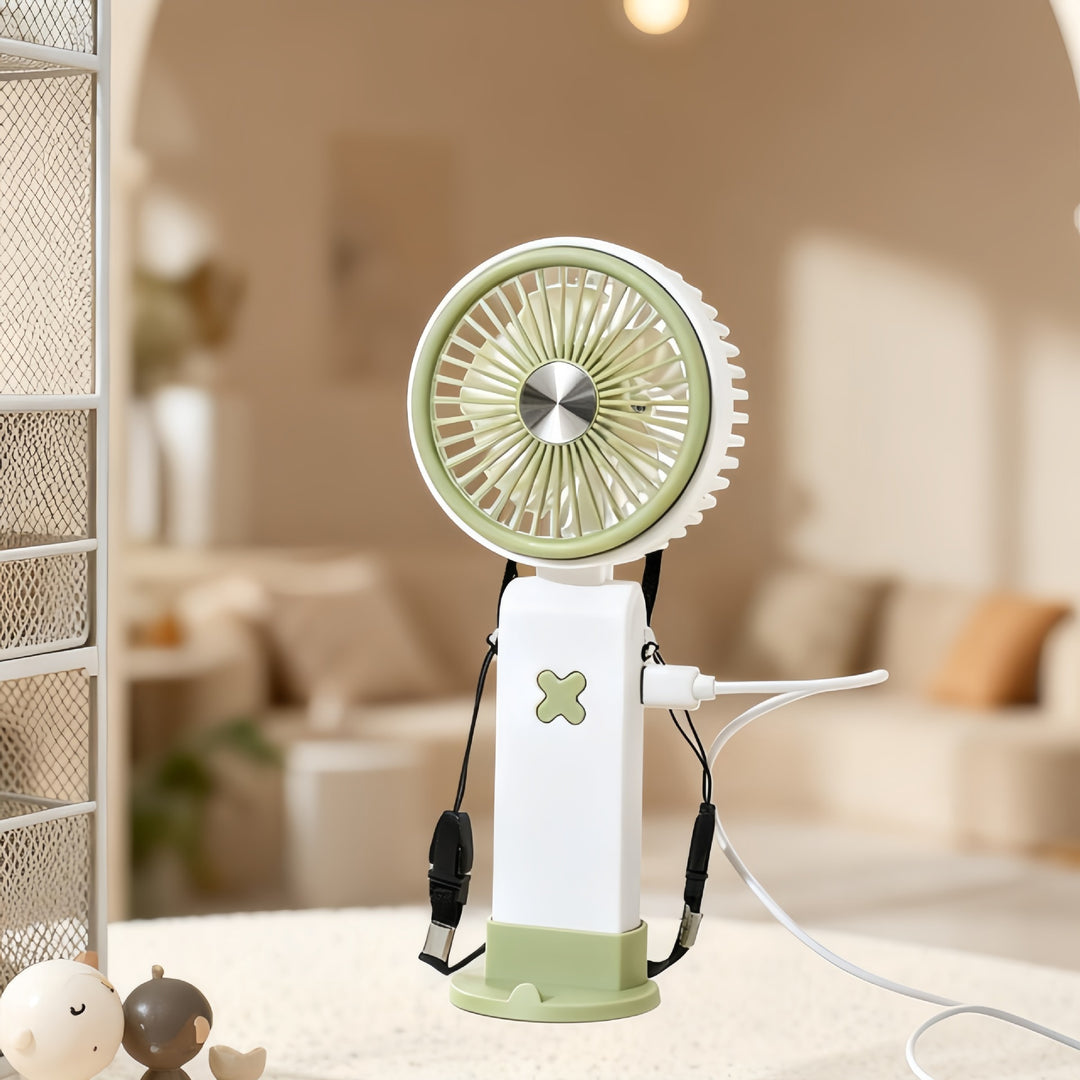 Ladies Portable Hand Fan with Flexible Design and USB Connection Bowlift