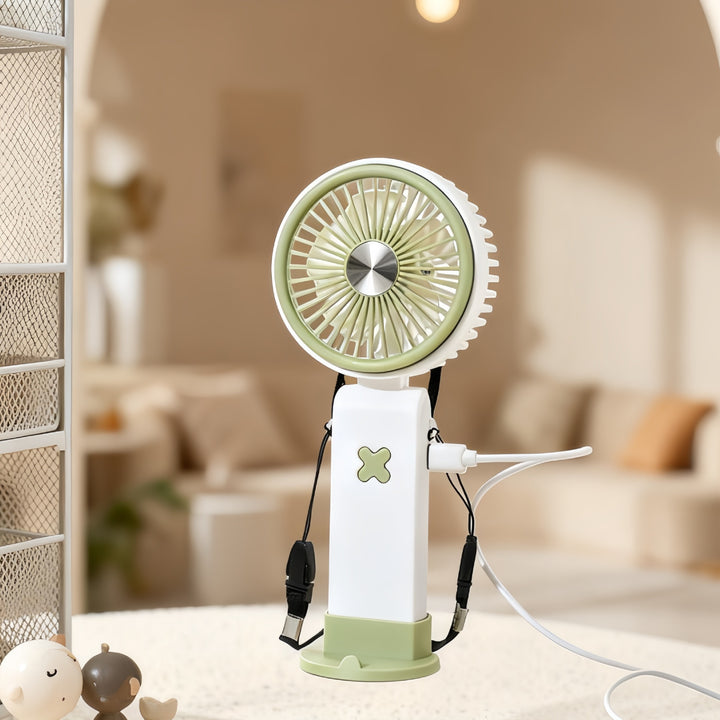 Ladies Portable Hand Fan with Flexible Design and USB Connection Bowlift
