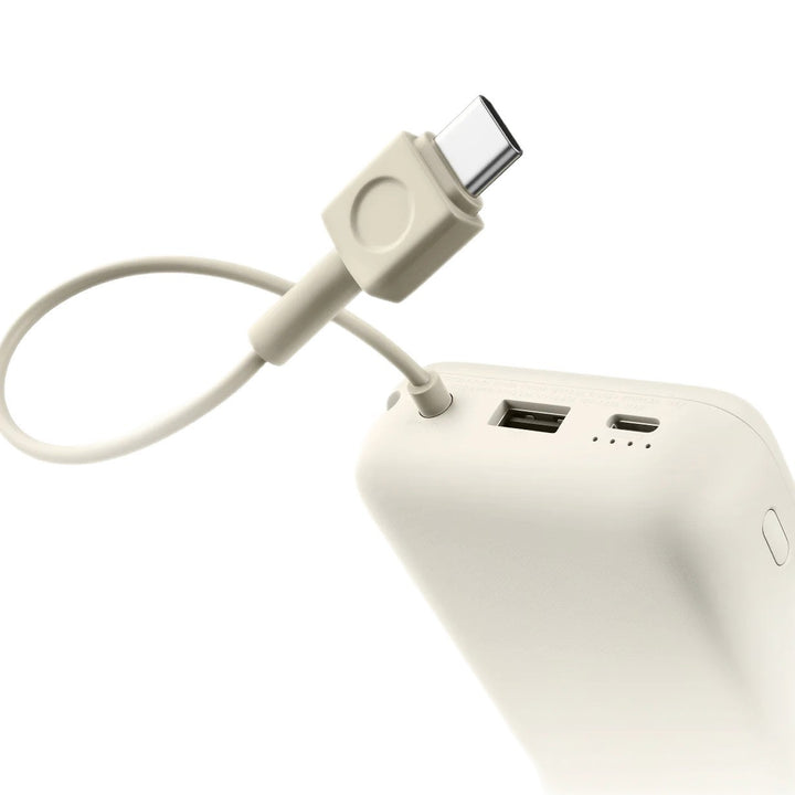 Compact Slim portable power bank with dual fast-charge USB-C ports and durable lanyard Bowlift